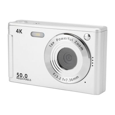 VELATEMOR 4K Digital Camera, 50 MP, 2.8-Inch Display, 16x Zoom, Silver