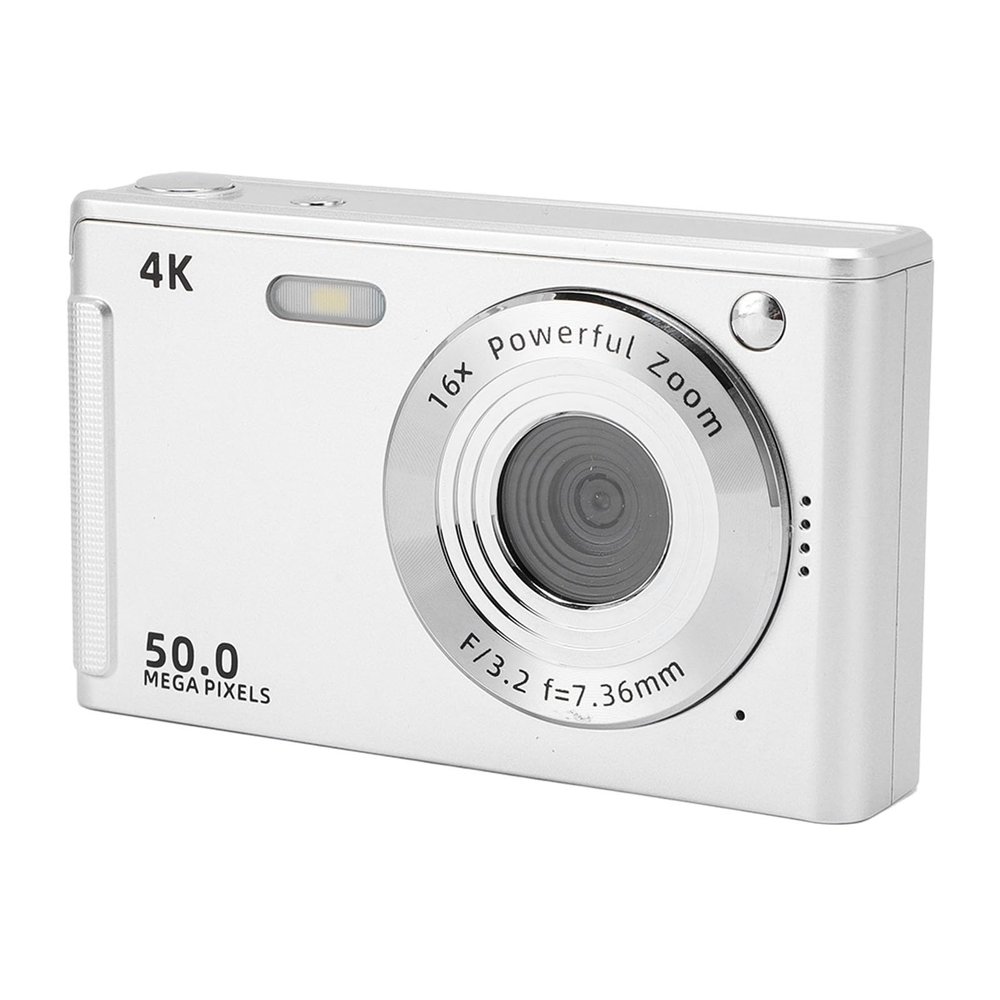 VELATEMOR 4K Digital Camera, 50 MP, 2.8-Inch Display, 16x Zoom, Silver