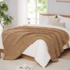 L'AGRATY Chunky Knit Blanket, 203 x 228 cm, Chenille, Light Brown view 1