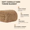 L'AGRATY Chunky Knit Blanket, 203 x 228 cm, Chenille, Light Brown view 2