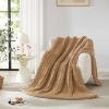 L'AGRATY Chunky Knit Blanket, 203 x 228 cm, Chenille, Light Brown view 4