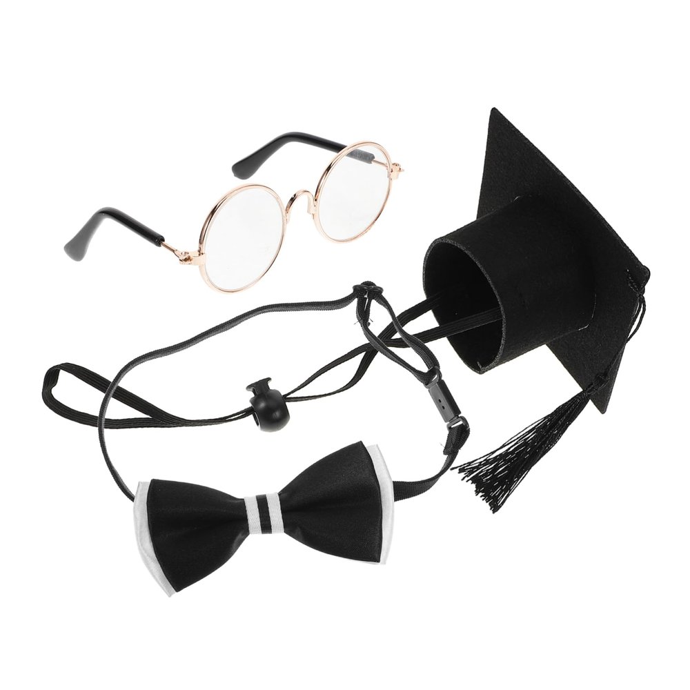 1-Piece Pet Graduation Costume Set with Black Felt Cap