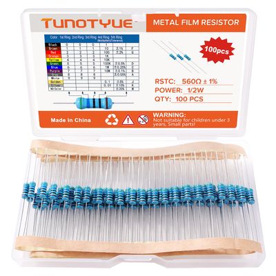 TUNOTYUE 100-Piece 1/2 W 560 Ω Metal Film Resistor Set, 1% Tolerance