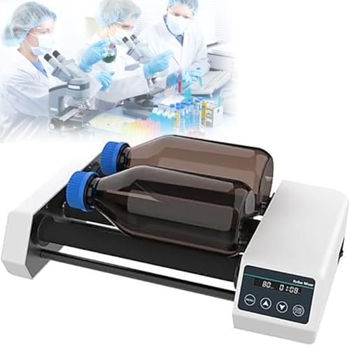 Laboratory Roller Mixer, Digital Reagent Bottle Shaker, 20–80 rpm, 4 Rollers, 45 × 100 mm