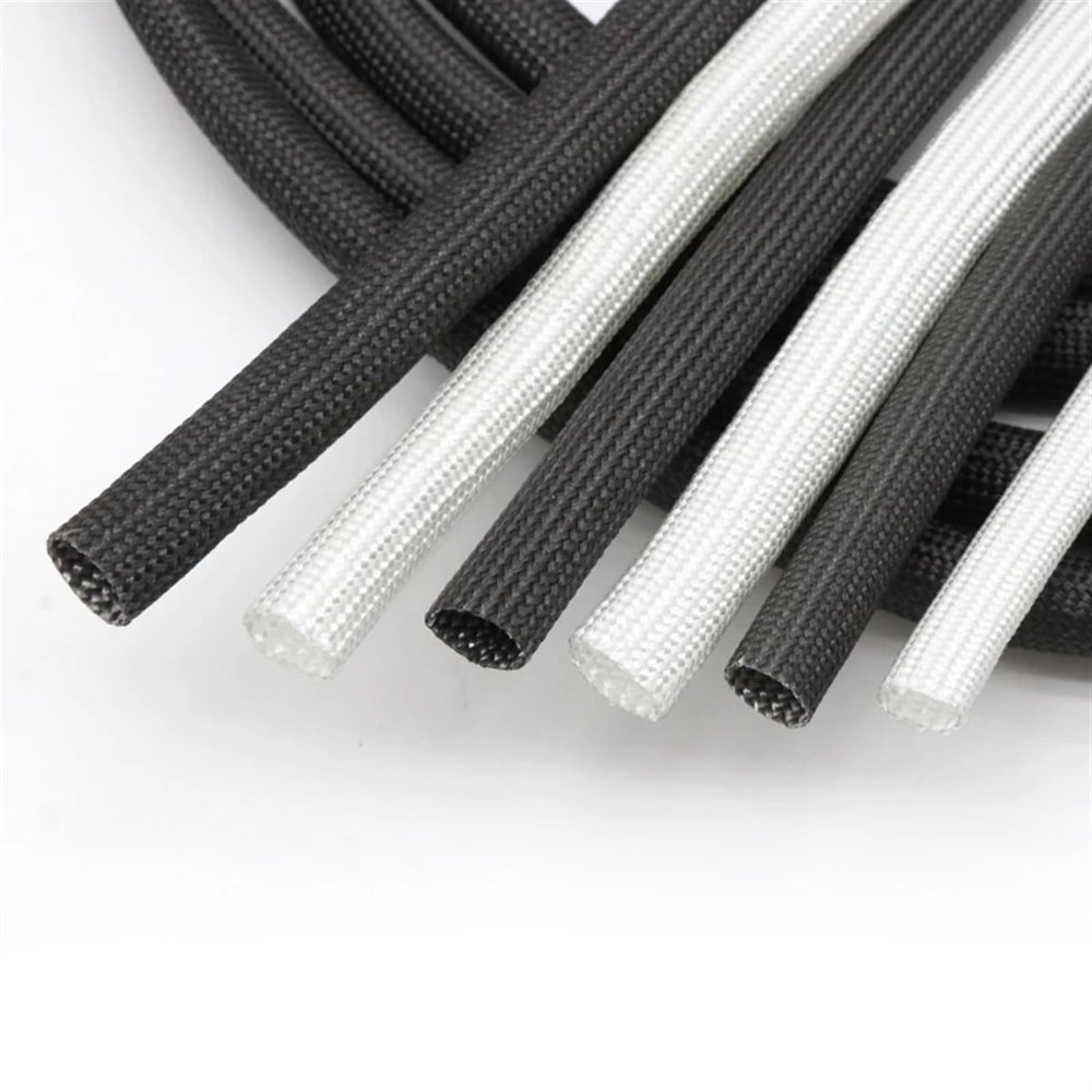 YGMNQAL Braided Fiberglass Cable Sleeve, 4 mm Diameter, 5 m, Black, up to 600°C