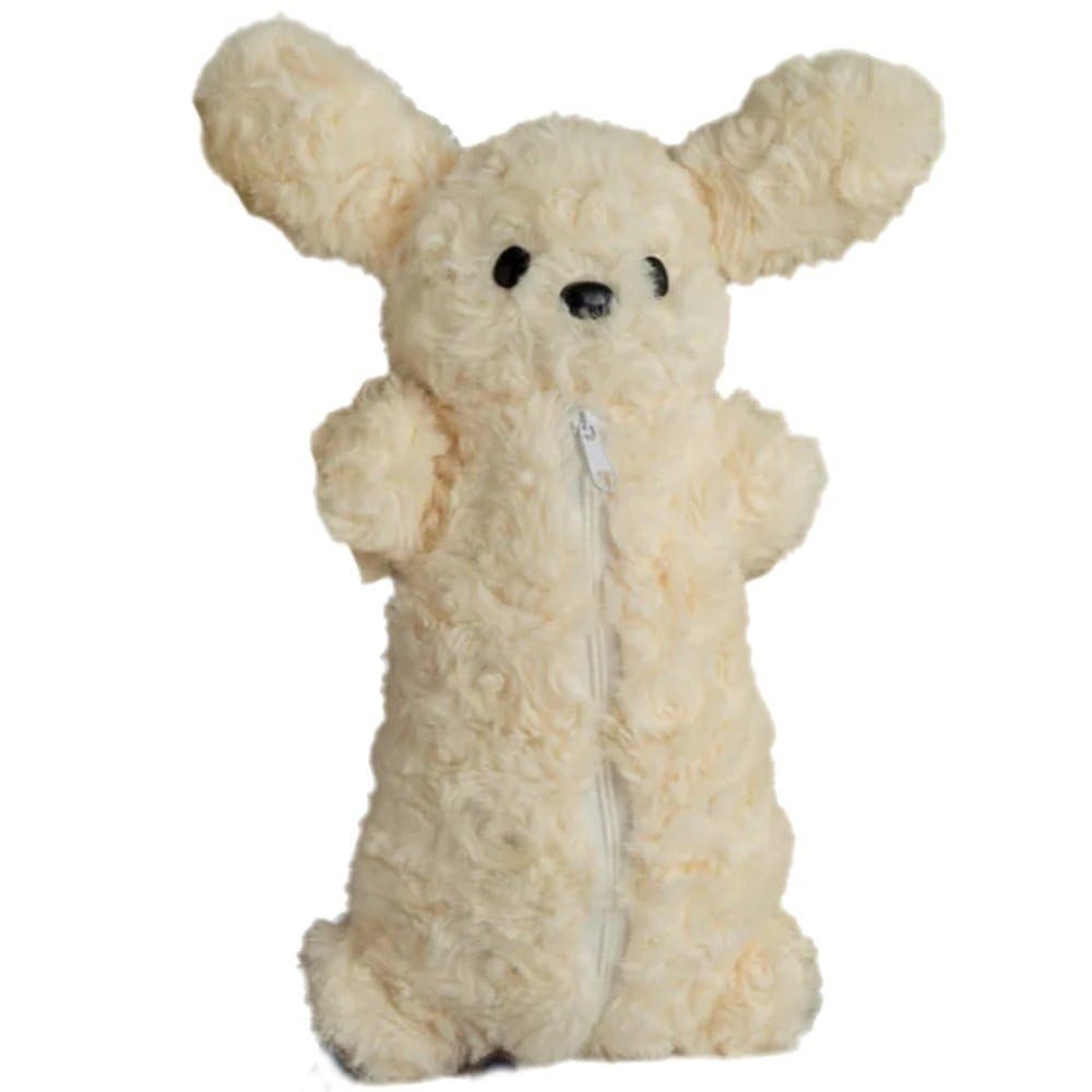 Tsffae Cartoon Animal Plush Dog Pencil Case, Large Capacity