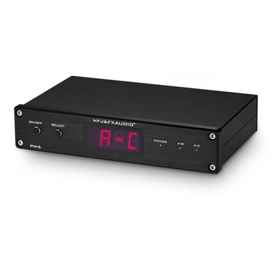 Nobsound Audio Splitter Switch Box: 2-Way Speaker/Amplifier Selector with Remote, 300 W Hi-Fi Hub for A/B Testing, Gold-Plated Connectors, Aluminum Housing (DC 12 V/USB Powered)