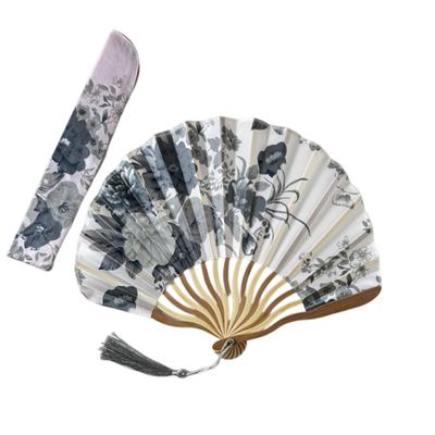 Handheld Folding Fan, Bamboo Silk Fabric