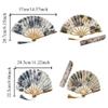 Handheld Folding Fan, Bamboo Silk Fabric, Japanese Wedding Fan (Gold Style A with Sleeve) view 2