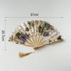Handheld Folding Fan, Bamboo Silk Fabric, Japanese Wedding Fan (Gold Style A with Sleeve) view 3