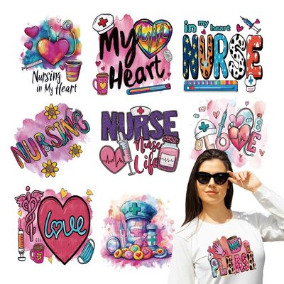 arricraft 9-Piece Nurse Theme Heat Transfer Sticker Set