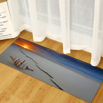 BOVZOX Non-Slip Kitchen Mat, Seashell Pattern, Washable Microfiber Runner, 60 x 180 cm