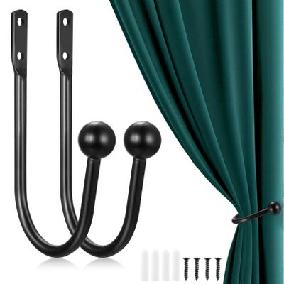2-Pack Metal Curtain Holdbacks, U-Shape