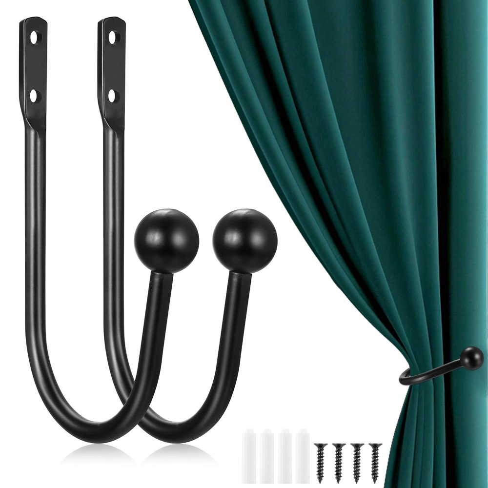 2-Pack Metal Curtain Holdbacks, U-Shape