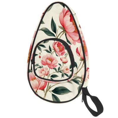 VAPOKF Table Tennis Paddle Case, Blooming Peony, with Pocket for 45 Balls