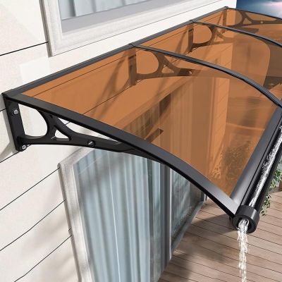HOLGVE Door Canopy with Drainage, Polycarbonate Cover, UV, Rain and Snow Protection