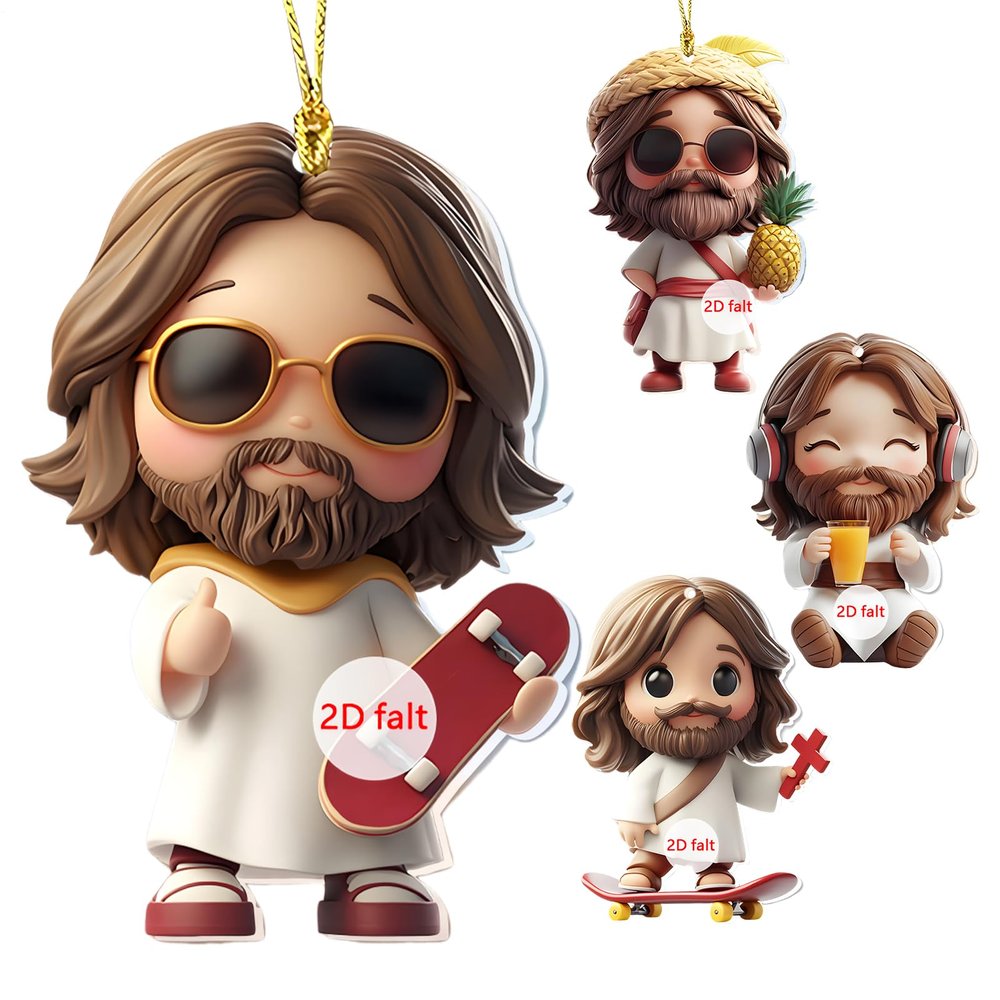 Jesus Christmas Ornament - 2D Acrylic Jesus Pendant