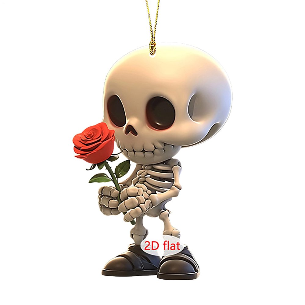 Car Decoration for Rearview Mirror - 2D Acrylic Skull Pair