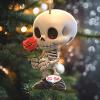 Car Decoration for Rearview Mirror - 2D Acrylic Skull Pair view 3