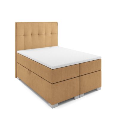 VLR BEDS Palermo Box Spring Bed with Storage (Dark Beige, 180 x 200 cm)