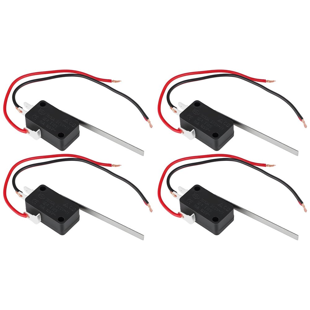 EMSea 4-Pack 250VAC 15A SPDT Microswitches with Long Lever and 10cm Cable for Alarm Systems