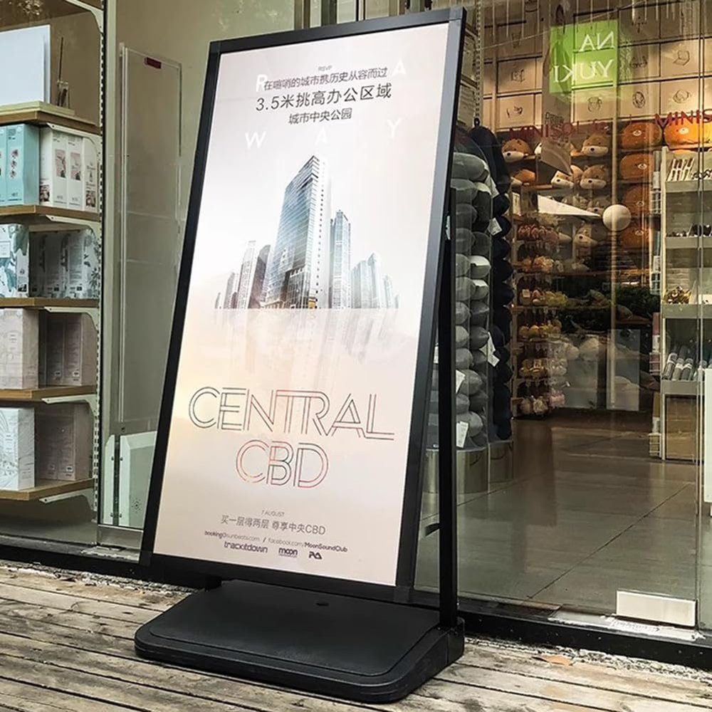 HEFJIAYCIQ Display Sign Stand with Stable Base, Black, 60 x 90 cm