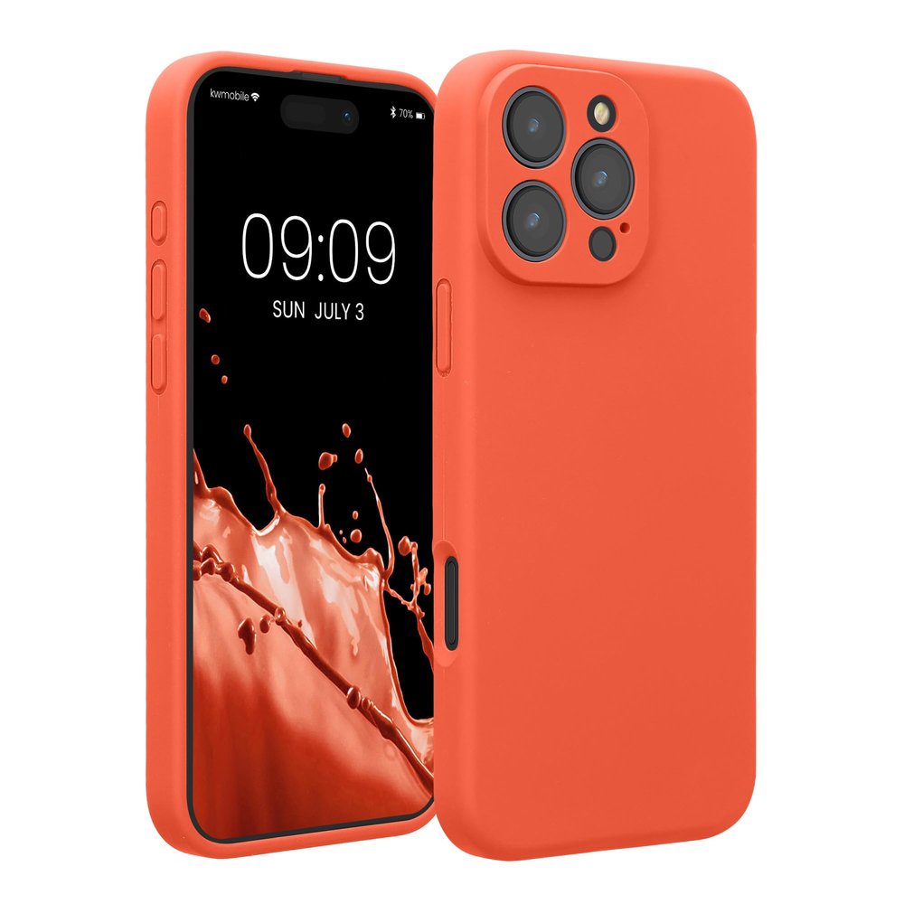 kwmobile Silicone Case for Apple iPhone 16 Pro Max, Bright Coral