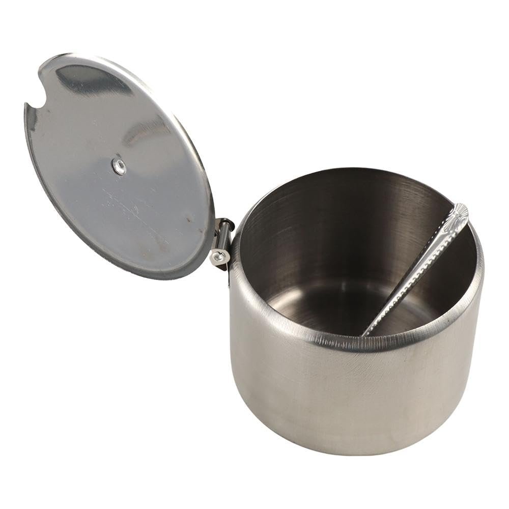 Stainless Steel Sugar Bowl with Lid and Spoon