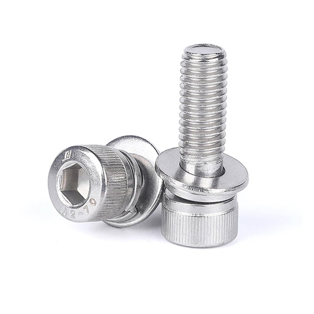 Nodrest 2/5/6/10/20-Piece M2/M2.5/M3 304 Stainless Steel Pan-Head Hex Socket Screw, Nut and Washer Set with Large Full-Body Pad Combination