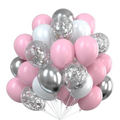 Gleemix Pink White Silver Balloon Set