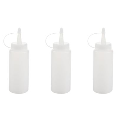 ISKDJBJG 3X Plastic Squeeze Bottle Condiment Dispenser White 6 Ounces