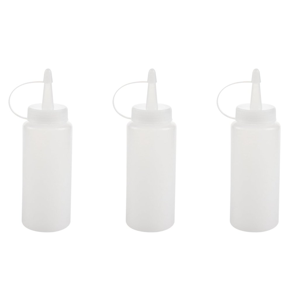 ISKDJBJG 3X Plastic Squeeze Bottle Condiment Dispenser White 6 Ounces