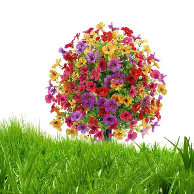 Generisk Artificial Violet Flowers, UV-Resistant Outdoor Bouquets with Stakes, 22.05 x 15.75 x 22.05 in