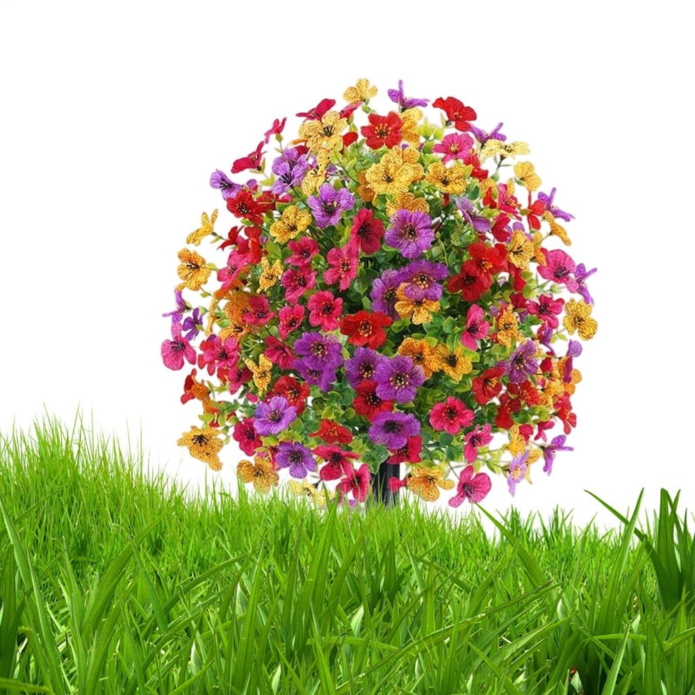 Generisk Artificial Violet Flowers, UV-Resistant Outdoor Bouquets with Stakes, 22.05 x 15.75 x 22.05 in