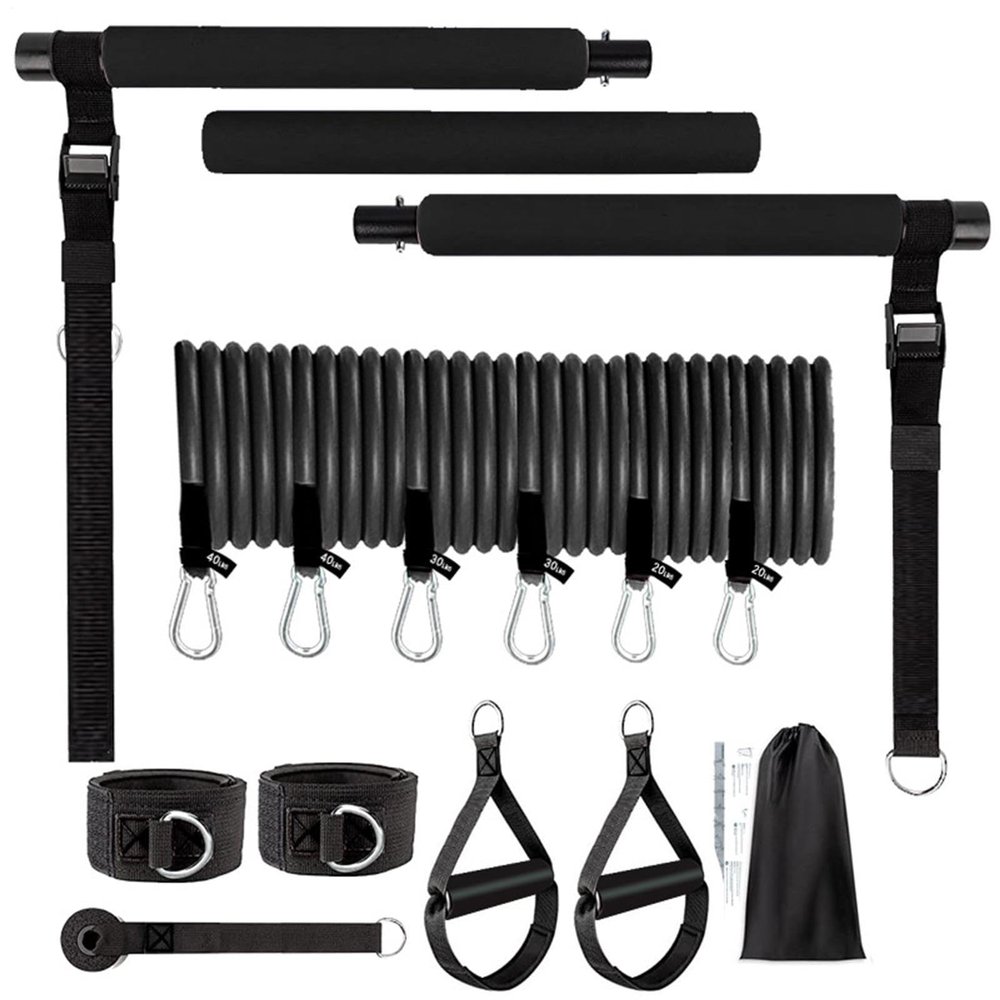 Pilates Set with Detachable Steel Resistance Rod