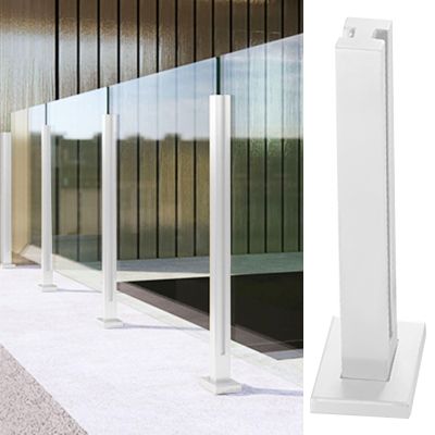 White Metal-and-Glass Railing Post