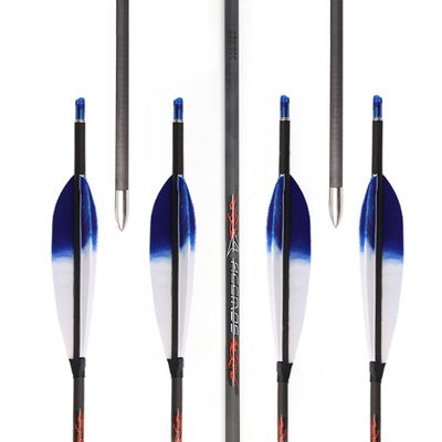 PHILOCS 12-Piece Blue-White Gradient Turkey Feather Arrows, 4.2 mm ID, Spine 1800, 32 in