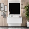AXLIVING ZIVOLLI TV Stand, White/White, Slatted Front view 2