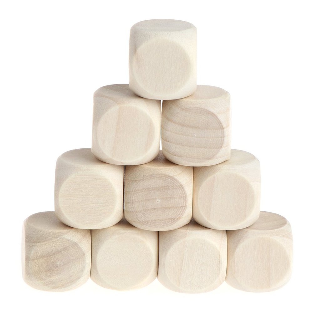 Klaisy 10 Pcs Blank Wooden Cubes