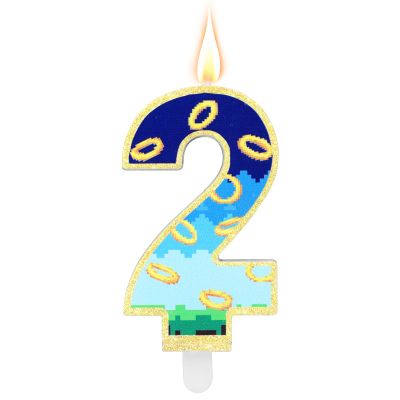 Blue & Gold Birthday Candle, Number 2