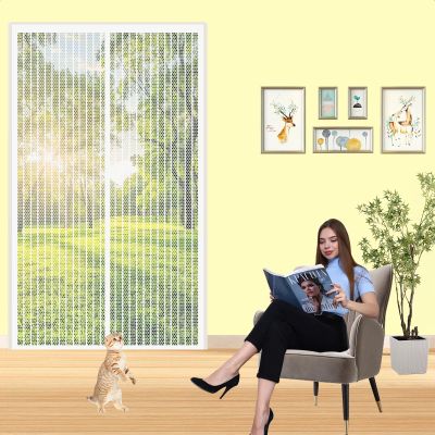 Magnetic Fly Screen Door 158 x 232 cm, Stronger Magnets, No Drilling, White