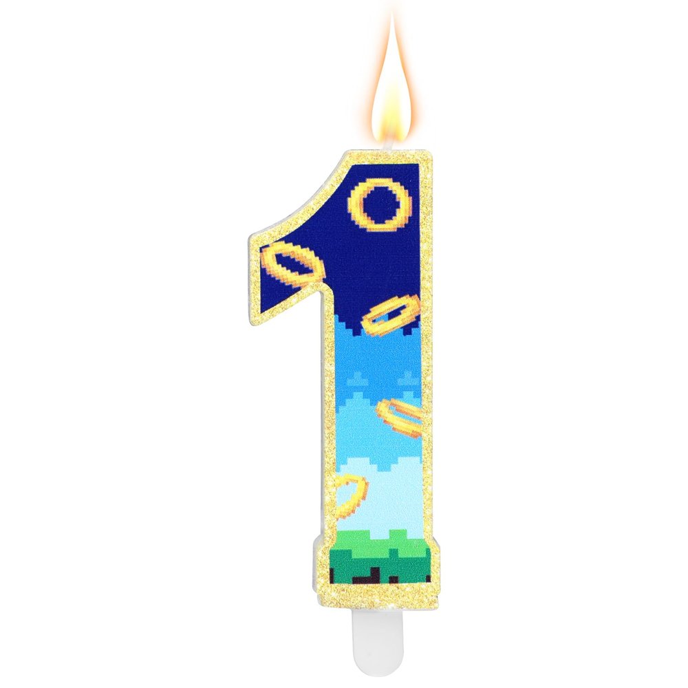 Blue & Gold Birthday Candle, Number 1