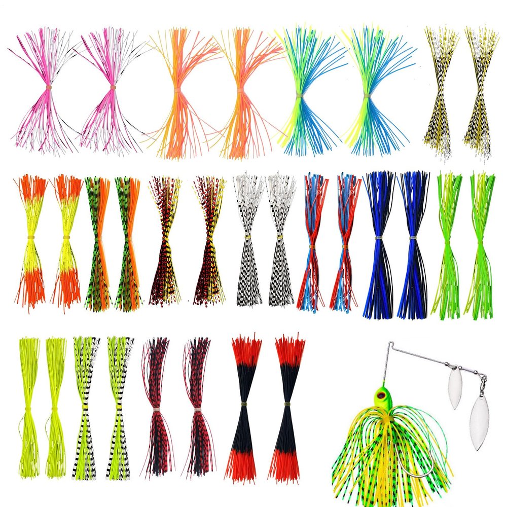 Silicone Jig Skirts, 30 Silicone Bundles in Numerous Colors, Easy to