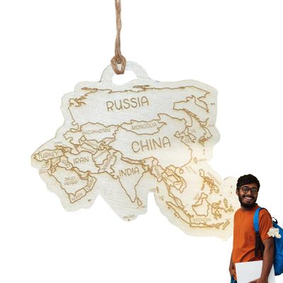 Wooden Travel Map Ornament