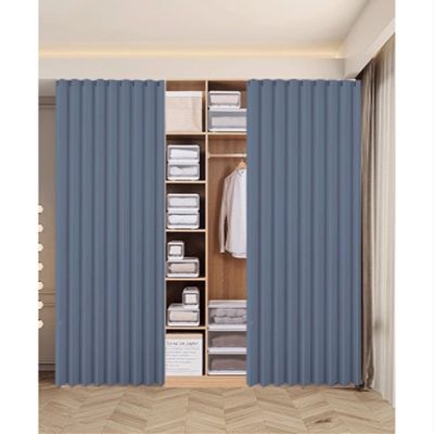 Generico Blackout Curtains for Open Closet Doors, Blue, 225 x 240 cm