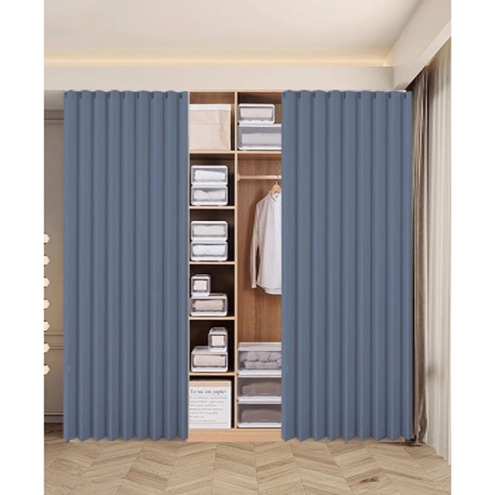 Generico Blackout Curtains for Open Closet Doors, Blue, 225 x 240 cm