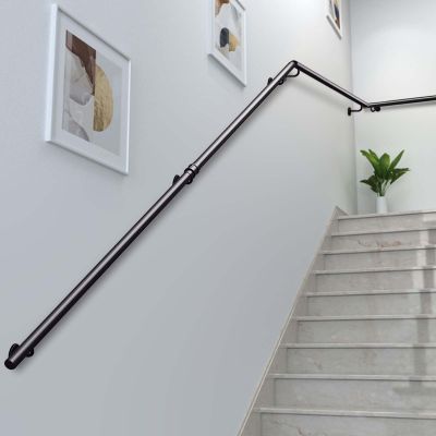 Industrial Stair Handrail, Wall-Mounted Wrought-Iron Support Rail, 30–600 cm (200 cm)