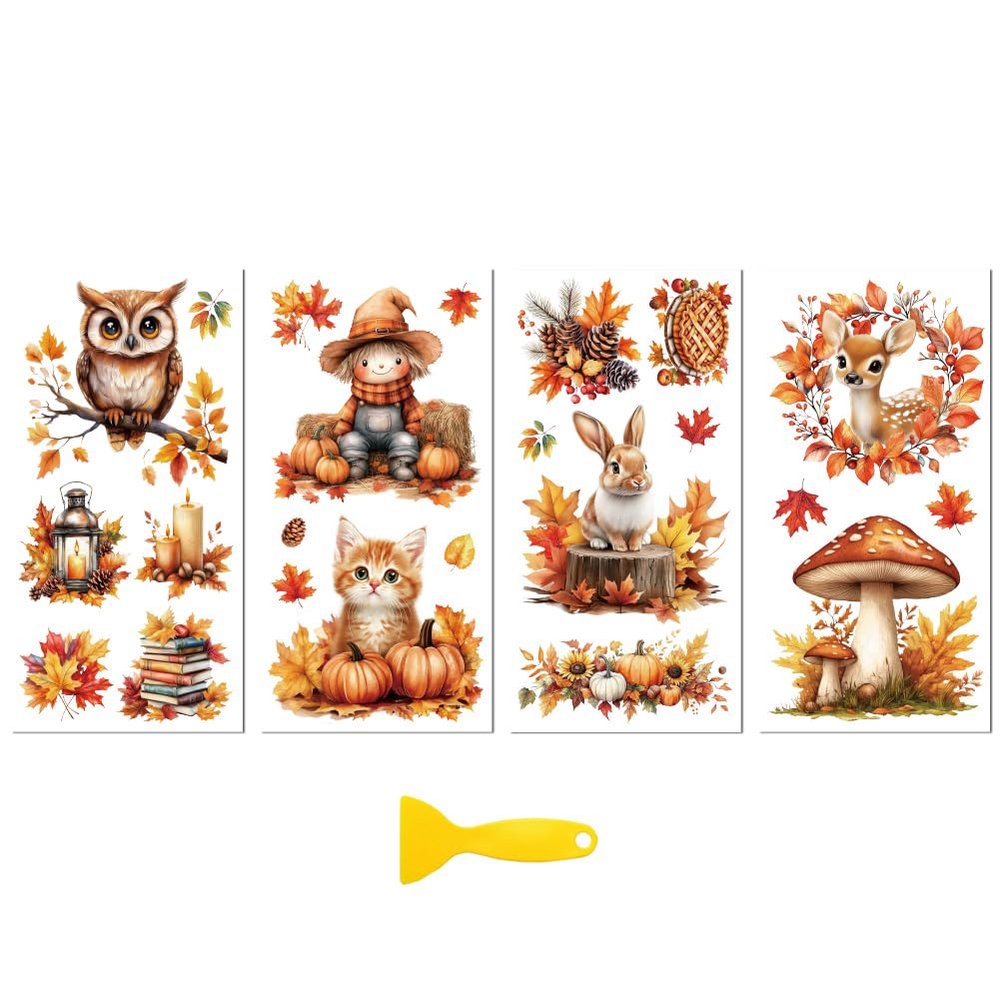 Peacoblue Rub-On Transfer Stickers for Furniture Decor 6"x12" Warm Autumn, 3 Pieces