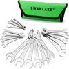 SWANLAKE 19-Piece Super-Thin Double-Ended Open-End Wrench Set with Roll-Up Pouch, SAE and Metric view 1