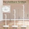 Relquorax Tree-Shaped Solid Beech Coat Rack, 9 Hooks, 185 x 38 x 38 cm, White view 4